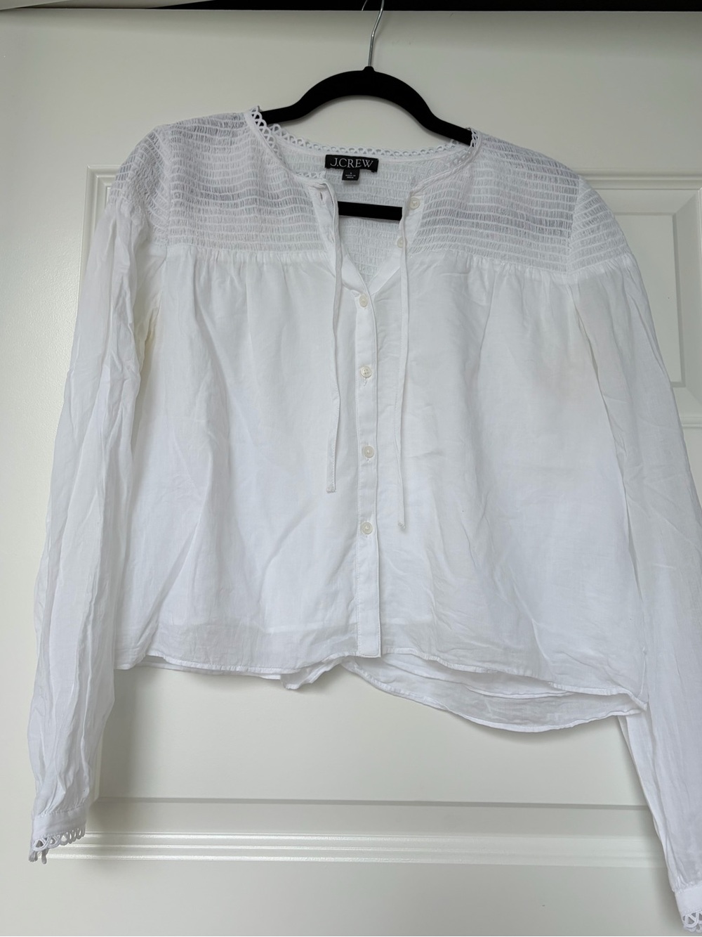 J.Crew White Cropped Blouse